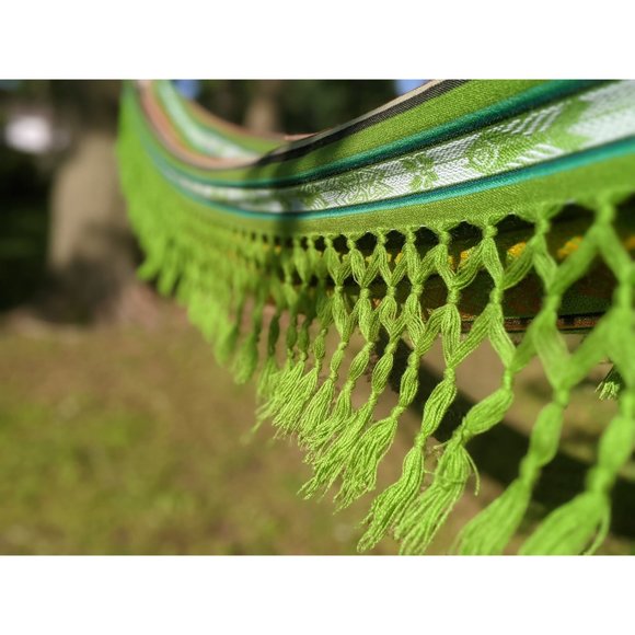 Large Green Boho Hammock Handwoven| Summer Hammock | Double Sided Colorful Hammo - Picture 5 of 6